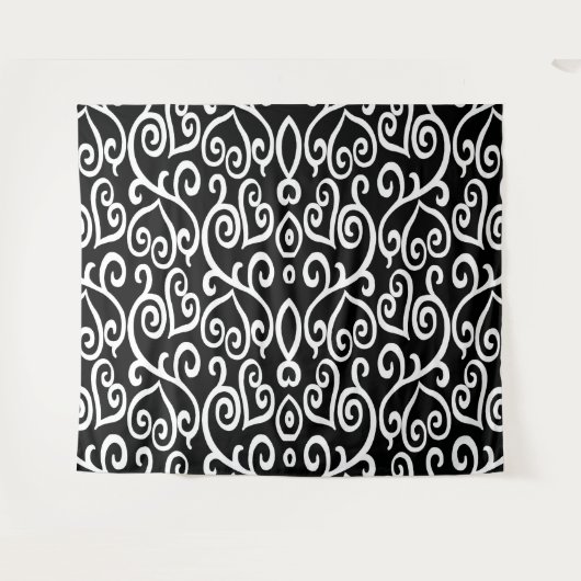 Zwart-wit hartprint wandkleed (Voorkant (horizontaal))