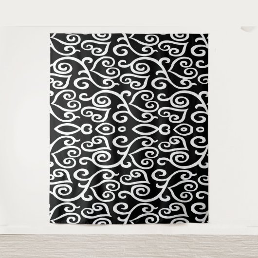 Zwart-wit hartprint wandkleed (Voorkant)