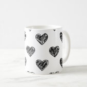 Zwart-wit hartschetspatroon Mok (Voorkant rechts)