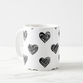 Zwart-wit hartschetspatroon Mok (Voorkant links)