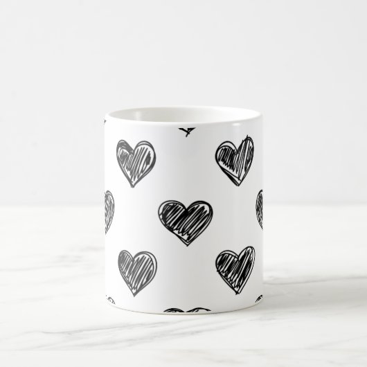 Zwart-wit hartschetspatroon Mok (Center)