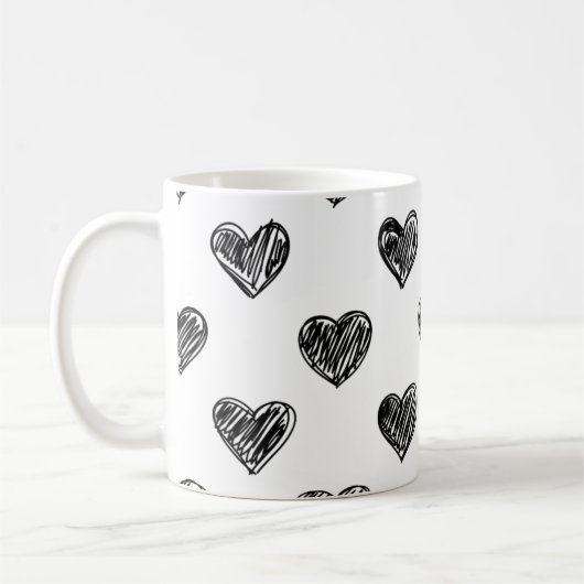 Zwart-wit hartschetspatroon Mok (Links)