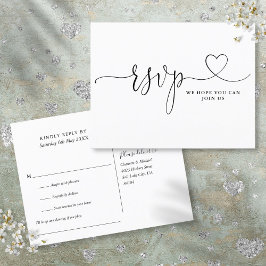Zwart-wit hartscript Liedverzoek Uitnodiging Briefkaart