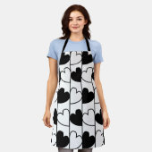 Zwart-wit hartstrepen patroon schort (Gedragen)