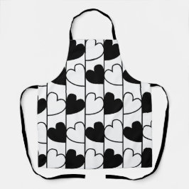 Zwart-wit hartstrepen patroon schort