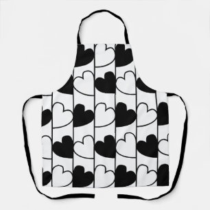 Zwart-wit hartstrepen patroon schort