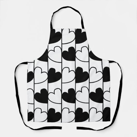 Zwart-wit hartstrepen patroon schort (Voorkant)