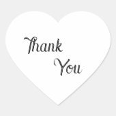 Zwart-wit Hartvormig Dank U sticker (Voorkant)