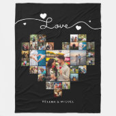 Zwart-wit hartvormig fotocollagescript fleece deken (Voorkant)