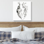Zwart-wit Hartvormig Ink Art Canvas Print (Insitu (Slaapkamer))