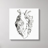 Zwart-wit Hartvormig Ink Art Canvas Print (Voorkant)