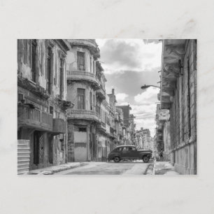 Zwart-wit Havana Street Car Cuba Reisfoto Briefkaart