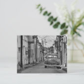 Zwart Wit Havana Street oldtimer Auto Cuba Reizen Briefkaart (Staand voorkant)