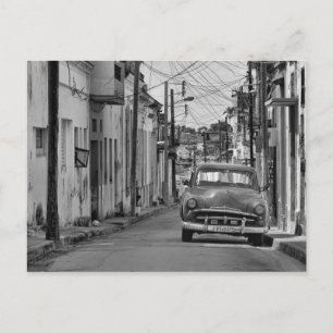 Zwart Wit Havana Street oldtimer Auto Cuba Reizen Briefkaart