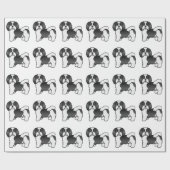 Zwart-wit Havanese Lief Cartooneske Hondenpatroon Cadeaupapier (Vlak)