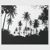 Zwart Wit Hawaïaans Exotisch Palmboom Silhouetten Cadeaupapier (Vlak)