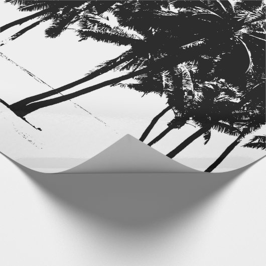 Zwart & Wit Hawaïaans Exotische Palm Bomen & Stran Cadeaupapier (Hoek)