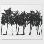 Zwart & Wit Hawaïaans Exotische Palm Bomen & Stran Cadeaupapier (Vlak)