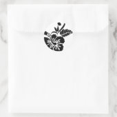 Zwart-wit Hawaïaanse bloemen Ronde Sticker (Tas)