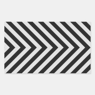 Zwart-wit Hazard Stripes Getextureerd Rechthoekige Sticker