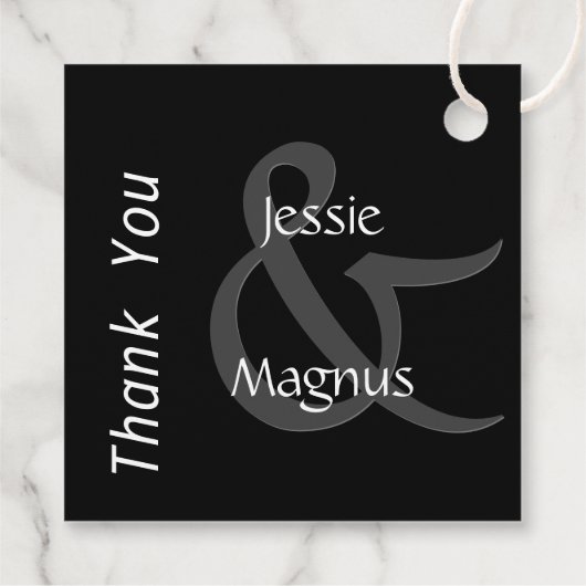 Zwart-wit hedendaags bedankjes labels (Achterkant)