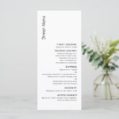 Zwart-wit Hedendaags Bruiloft Menu (Staand voorkant)