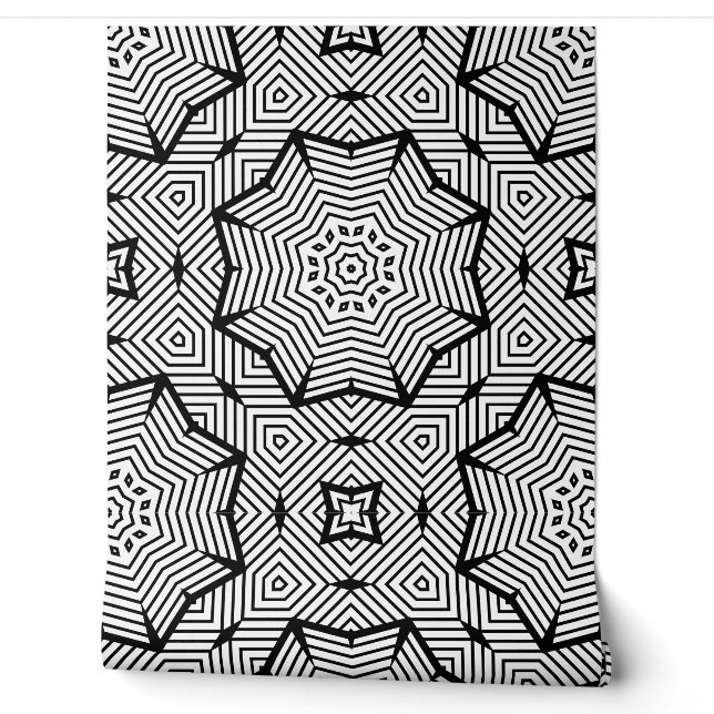 Zwart-wit hedendaags geometrisch patroon behang (Afrollen)