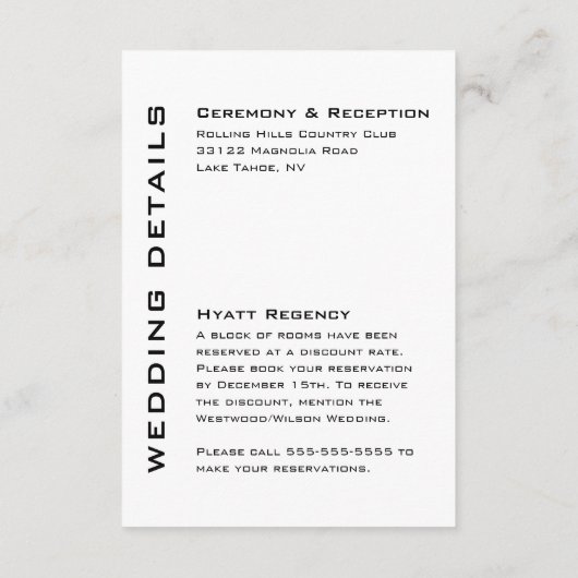 Zwart-wit hedendaags informatiekaartje (Achterkant)