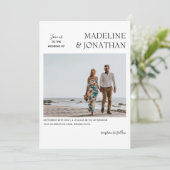 Zwart wit hedendaags Monogram Foto Weduwschap Kaart (Staand voorkant)