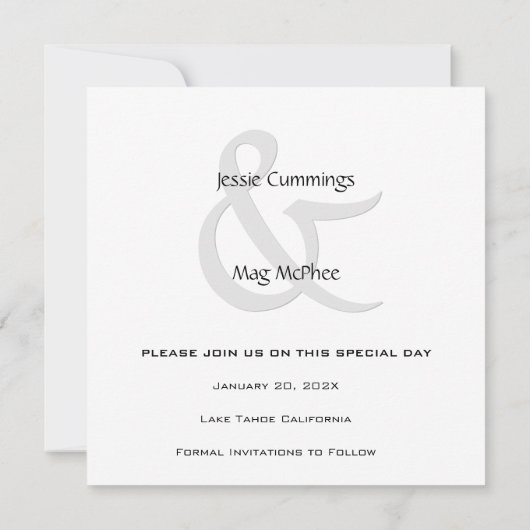 Zwart-wit Hedendaags Save The Date (Achterkant)