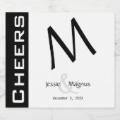 Zwart-wit hedendaags sparkling wijnetiket (Enkel label)