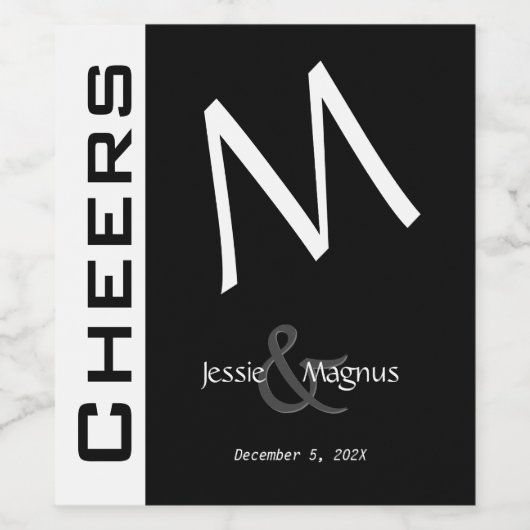 Zwart-wit hedendaags wijn etiket (Enkel label)