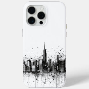 Zwart-wit Hedendaagse City Skyline iPhone 15 Pro Max Hoesje