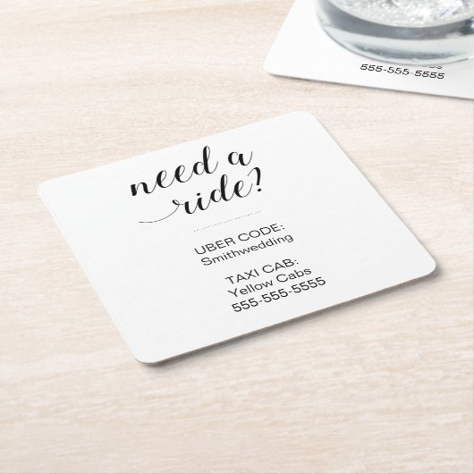 Zwart Wit Heeft een rit bruiloft vervoer nodig Kartonnen Onderzetters (Schuin)