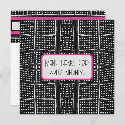 Zwart, Wit & Heet Roze Architectonische Detail Kaa Feestdagenkaart (Voorkant / Achterkant)