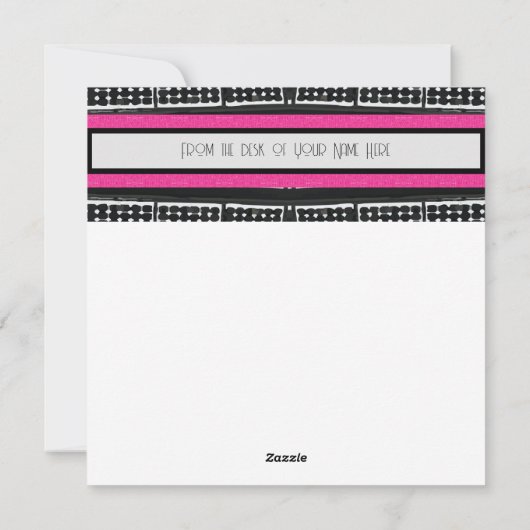 Zwart, Wit & Heet Roze Architectonische Detail Kaa Feestdagenkaart (Achterkant)