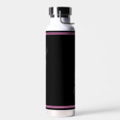 Zwart Wit Heet Roze Elegante Moderne Script Naam Waterfles (Links)