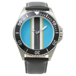 Zwart Wit Helder Geel Hemelsblauw Racing Stripes Horloge