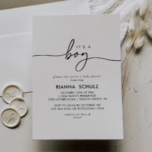 Zwart Wit Helder Het Is Een Jongen Baby Shower Kaart