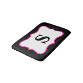 Zwart wit, helder roze monogram Initiaal Home Badmat (Gekanteld)