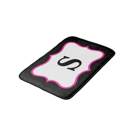 Zwart wit, helder roze monogram Initiaal Home Badmat (Gekanteld)