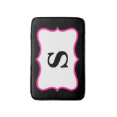 Zwart wit, helder roze monogram Initiaal Home Badmat (Voorkant Verticaal)