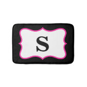 Zwart wit, helder roze monogram Initiaal Home Badmat (Voorkant)