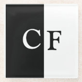 Zwart-wit helften aangepaste initialen glazen onderzetter (Voorkant)