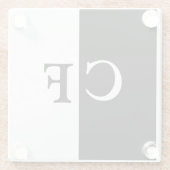 Zwart-wit helften aangepaste initialen glazen onderzetter (Achterkant)