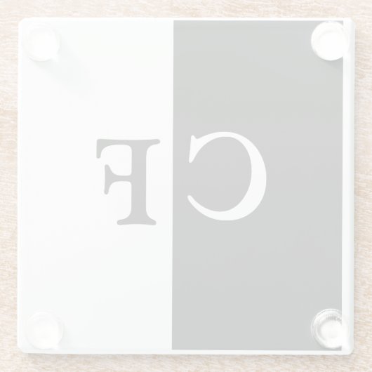 Zwart-wit helften aangepaste initialen glazen onderzetter (Achterkant)