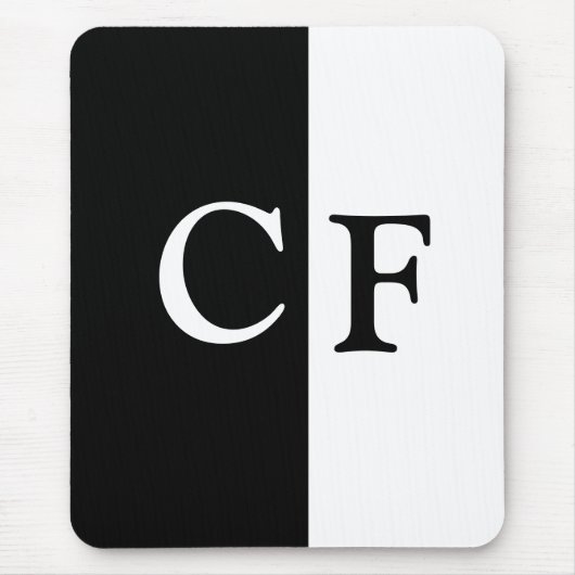 Zwart-wit helften aangepaste initialen muismat (Voorkant)