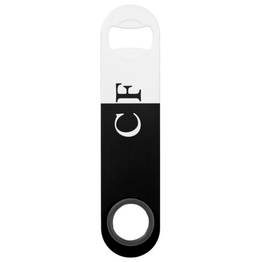 Zwart-wit helften aangepaste initialen speed flessenopener (Voorkant)