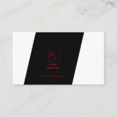 Zwart wit helling rood monogram visitekaartje (Voorkant)