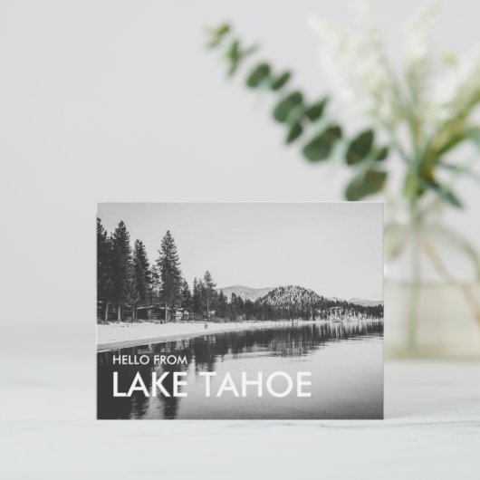 Zwart-wit Hello from Lake Tahoe ansichtkaart Briefkaart (Staand voorkant)
